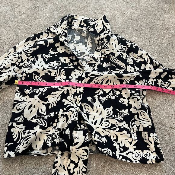 Christian Siriano Women's Cropped Button Down with Tie Floral Size Large - Picture 8 of 10